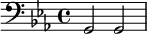 {\clef bass \key ees \major g,2 g,}
