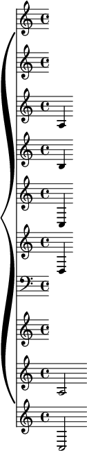 
{
  \new PianoStaff <<
    \new Staff  
      \clef treble
      \key c \major
      \time 4/4
      a4 b c d
    \new Staff
      \clef bass
      \key c \major
      \time 4/4
      a2 c
  >>
}
\midi{}