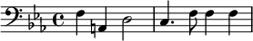 {\clef bass \key ees \major f a, d2 c4. f8 f4 f}
