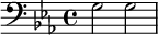 {\clef bass \key ees \major g2 g2}