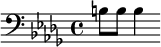 {\clef bass \key des \major b8 b b4}