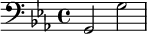 {\clef bass \key ees \major g,2 g}