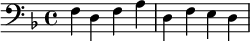 {\clef bass \key f \major f d f a d f e d }