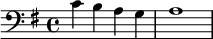 {\clef bass \key g \major c' b a g a1}